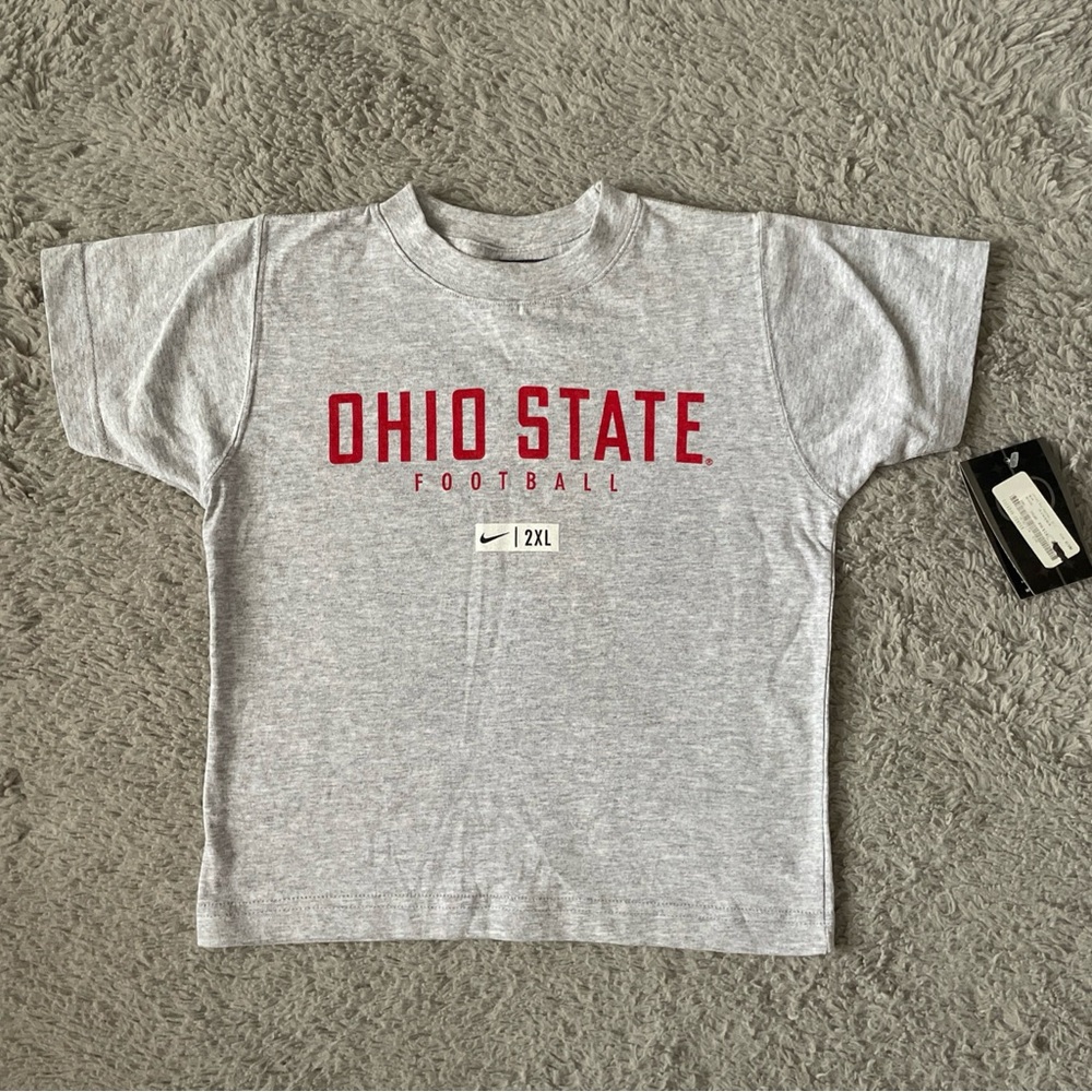 NWT Vintage Nike Ohio State Football T-Shirt Youth 6 Gray Cotton Crew Neck 90s